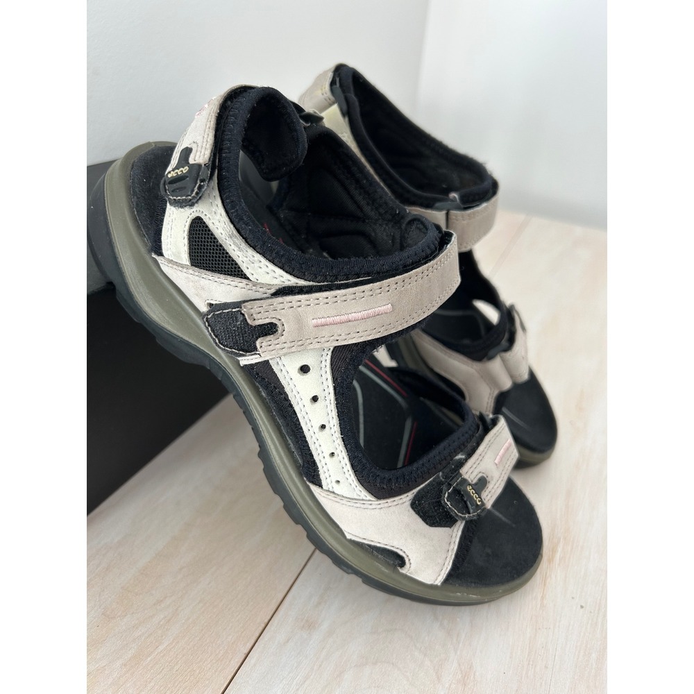 ECCO Yucatan Women Sandals Beige Nubuck Leather Walking Hiking Trail 39 US 8-8.5